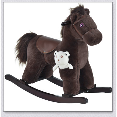 Cheval à bascule en peluche pour enfants avec ours, peluche douce et sons réalistes pour un jeu imaginatif