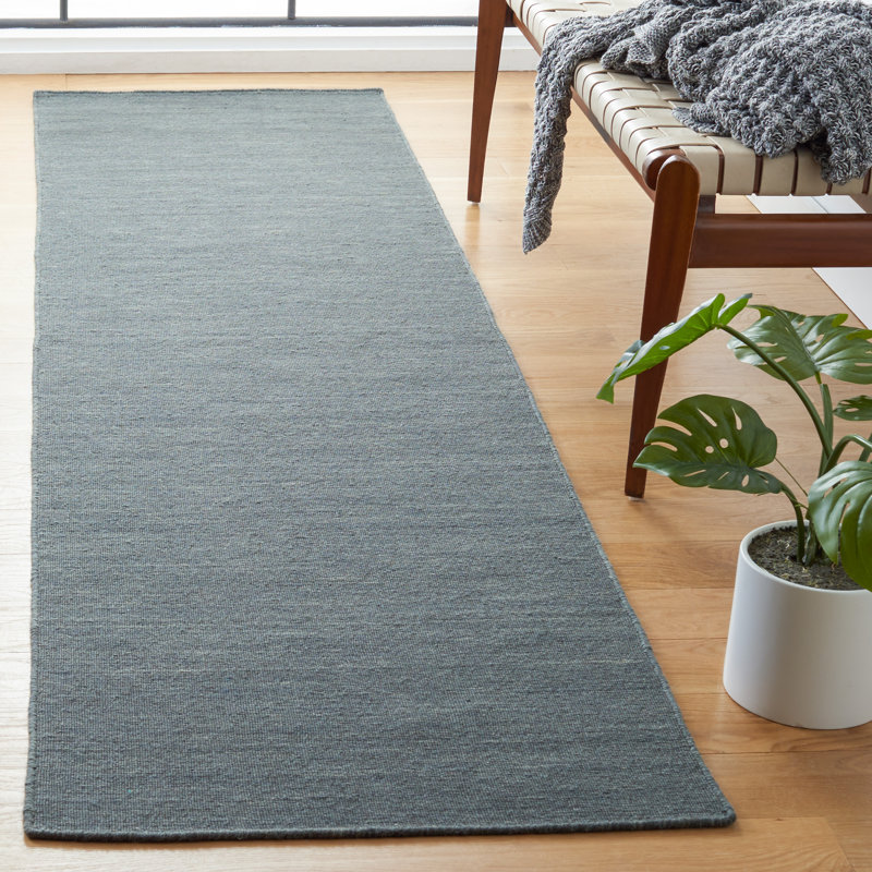 Kilim Hand Loomed Wool/Cotton Rug in Silver/Gray, Runner 2'3" x 9'
