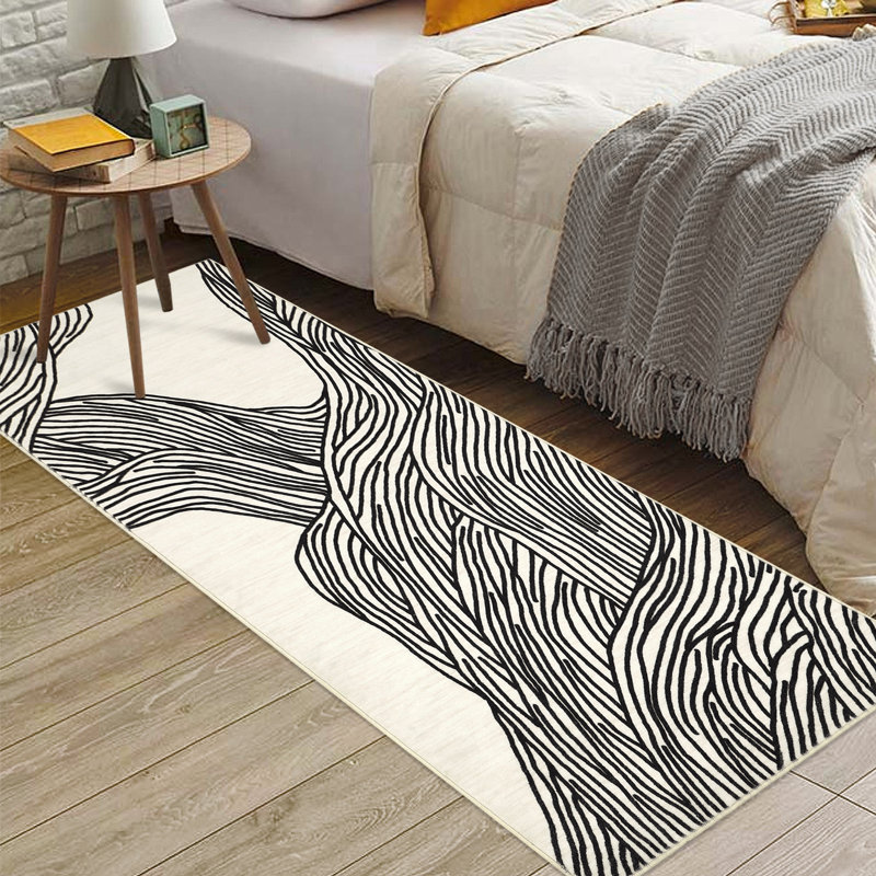 Tapis à motif abstrait lavable pour l'intérieur, moderne, à poils courts, à poils courts et contemporain