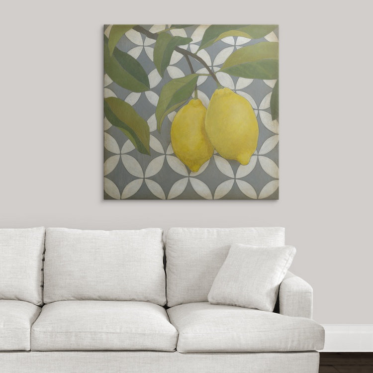 «Fruit and Pattern I» par Megan Meagher, impression, H 35 po x l 35 po x P 1,5 po, Toile