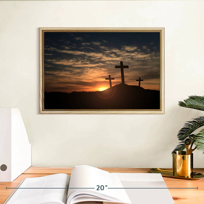 Croix de silhouettes, Cadre flottant en bois naturel, 13 po x 9 po