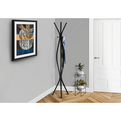 Portemanteau, portemanteau, autoportant, 3 crochets, entrée, H 72 po, métal de chambre à coucher, contemporain