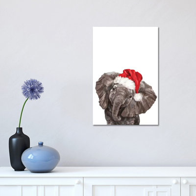 Christmas Baby Elephant by Big Nose Work - Wrapped Canvas Print