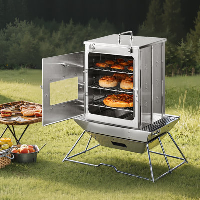 Foldable Camping Oven Stainless Steel Portable Camping Stove 3 Tier Grill