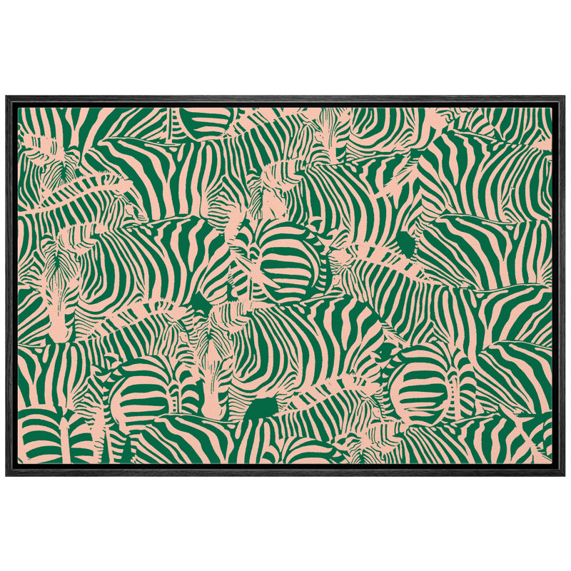 «Profile Of Zebra Herds», art graphique sur toile flottante, H 24 po x l 36 po x P 1,5 po, Cadre noir
