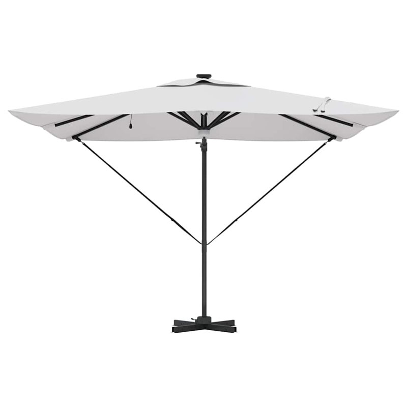Roma Parasol with LED Strip Lights Aluminium and Polyester Garden Shade, Beige, 270cm H x 285cm W x 285cm D