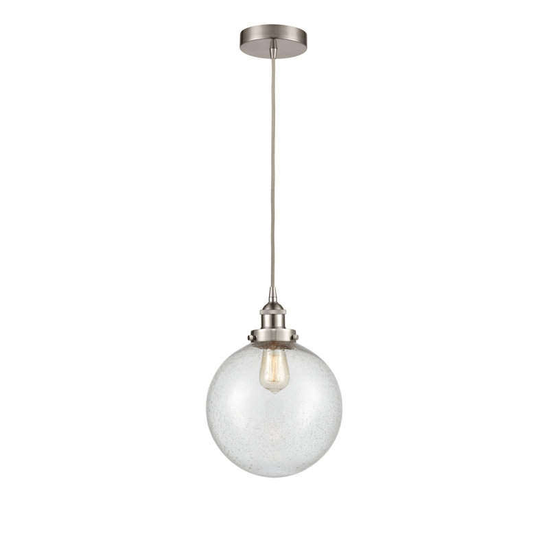 Luminaire suspendu simple à 1 lumière Frederick, Nickel satiné brossé