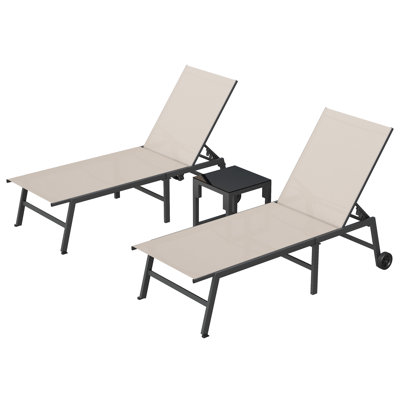 Chaise longue de patio de 76,77 po avec roulettes - Chaise réglable pour piscine, plage ou terrasse