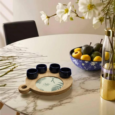 Blue Mezcalero And Floral Shot Glass Set