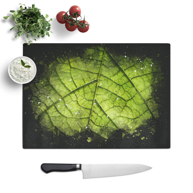 Tempered Glass Leaf Roads Chopping Board, 20 cm x 28.5 cm