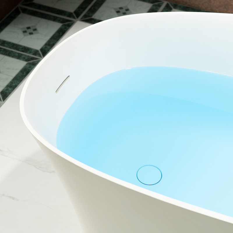 Baignoire autoportante de luxe à surface solide en résine de couleur blanc mat Aether WOODBRIDGE
