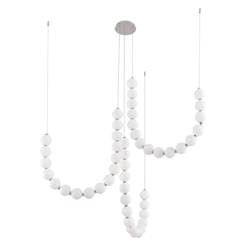 Akoya 48 Light Silver dimmable LED Chandelier, 3 Head Chandelier, Chrome-RT