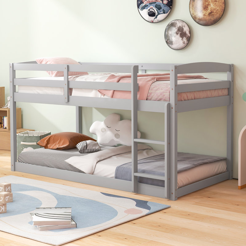 Gurtej Kids Twin Over Twin Bunk Bed, Gray