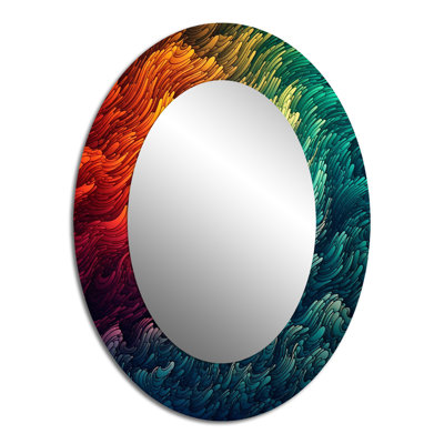 Exploring The Depths Of Orange Marble I - Modern Oval Wall Mirror