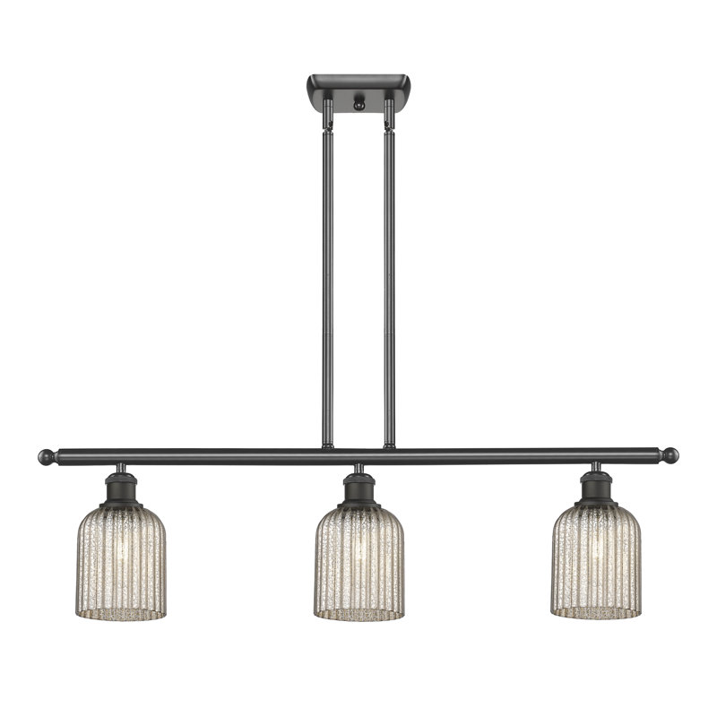 Luminaire suspendu pour îlot de cuisine 3 lumières Fiennes, Bronze huilé, Mercure