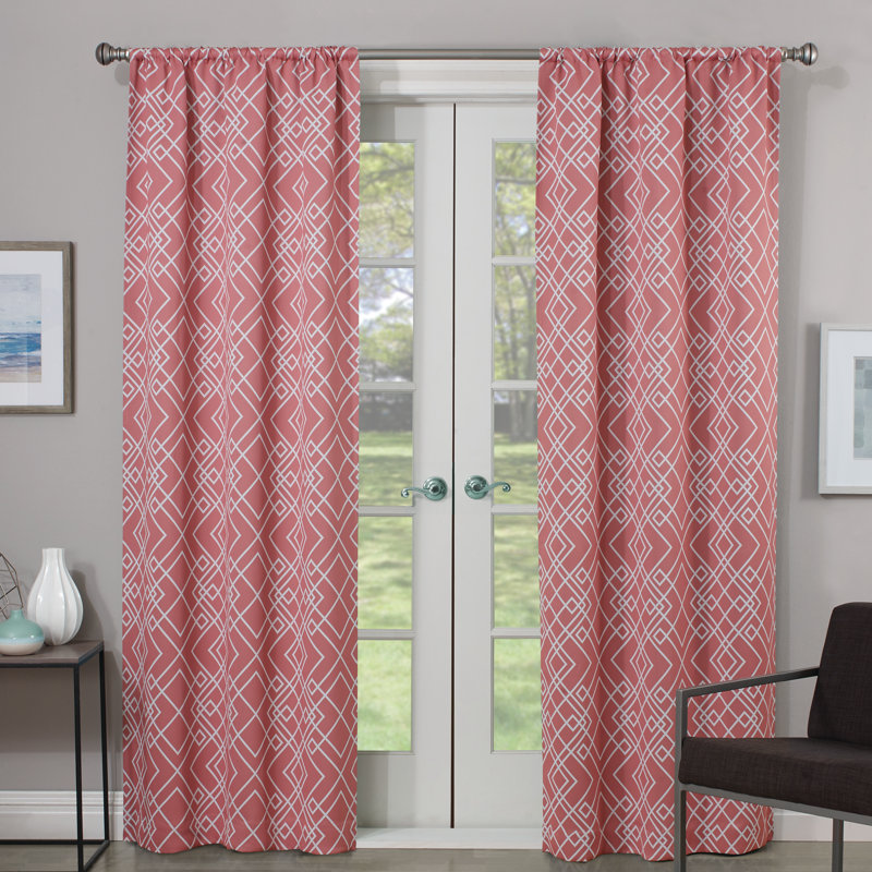 Room Darkening Curtain Single Panel, 37" W x 63" L, Coral