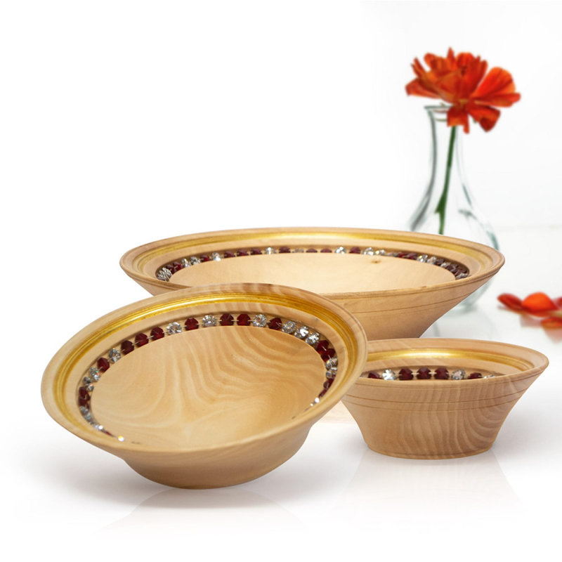 Ambrine 3 Piece Serving Bowl Set, Brown/Sahara, 1, 16.14"