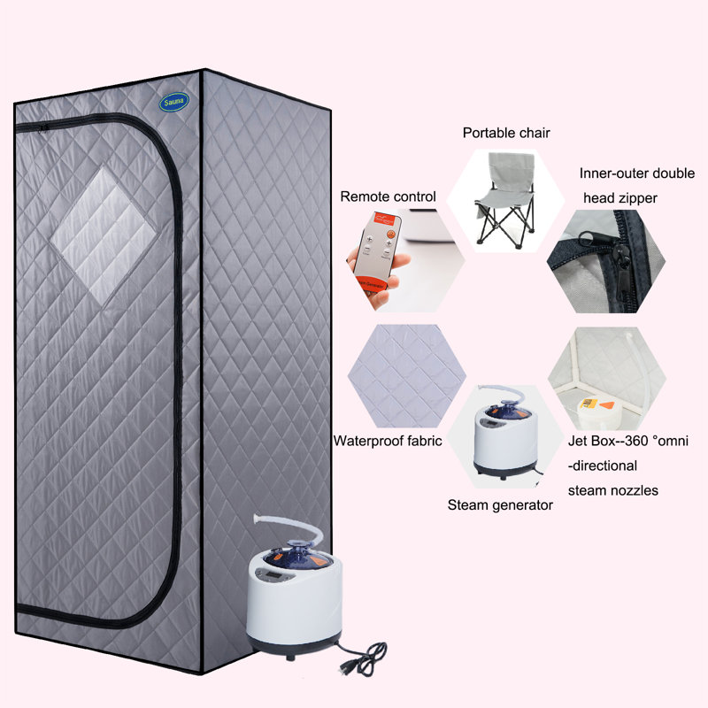 Holaki 1-Person Portable Traditional Steam Sauna Tent With Remote Control, Gray