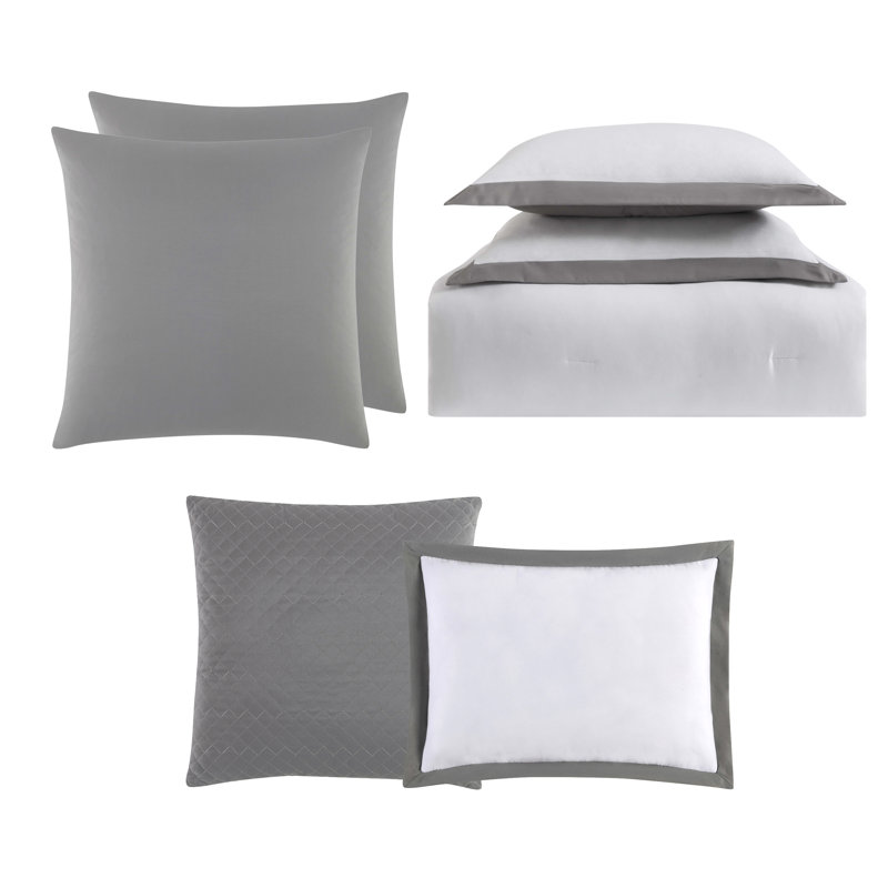 Ensemble d'édredon 7 pièces en microfibre moderne et contemporain Everyday, Édredon de très grande taille et 6 pièces suppl