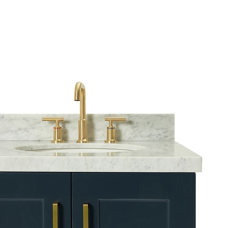 ARIEL TAYLOR 37 IN LEFT OFFSET RECTANGLE SINK VANITY, Left, Oval, Midnight Blue