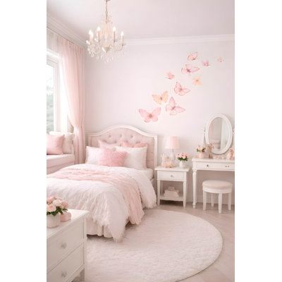 Pink Butterfly Wall Decals, Peel And Stick Canvas Butterflies, Removable Reusable Nursery Decor, Girls Room Wall Stickers, Size Options