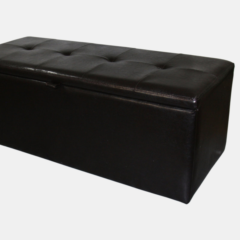 Banc de rangement rembourré en cuir de 18,5 po de hauteur, brun