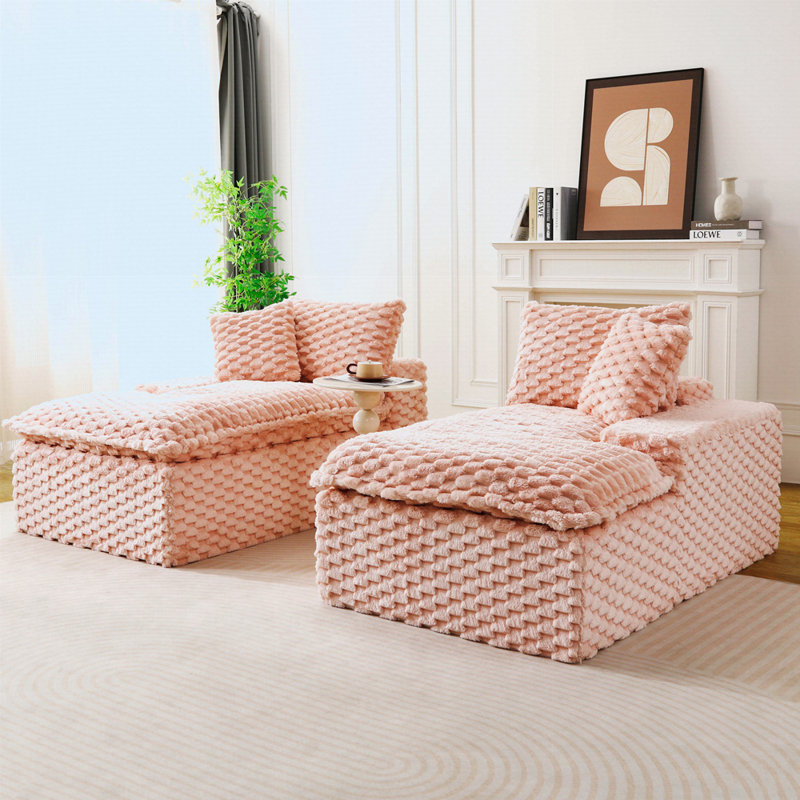 Canapé paresseux multifonctionnel en velours rose, Rose