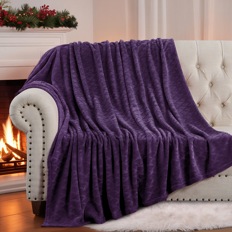 Couverture en flanelle brossée pourpre grand, Mauve, Grand lit