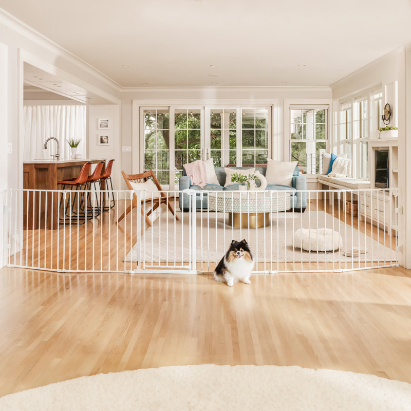 White Metal Convertible Pet Yard with Door