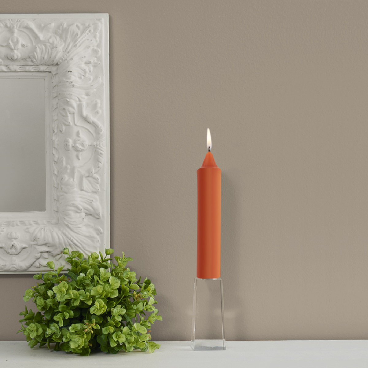 Smooth Collenette Unscented Taper Candle, 7" H x 1.25" W x 1.25" D, Rust