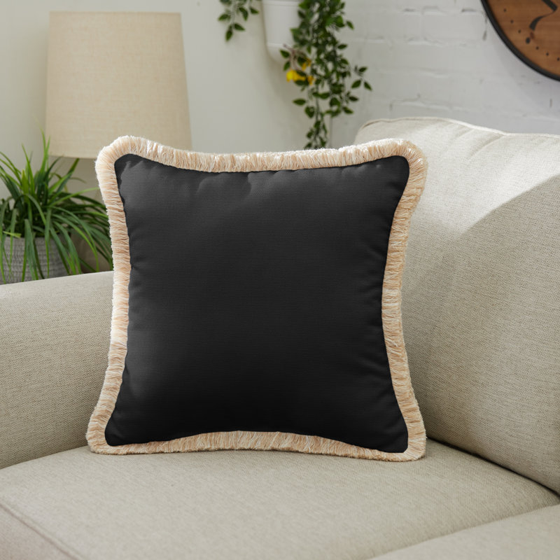 Sunbrella® Outdoor Throw Pillow, Black/Beige
