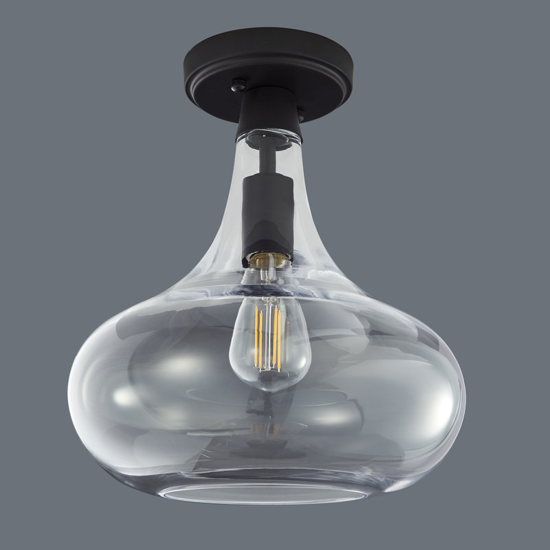 Sanor Glass Semi Flush Mount, Black