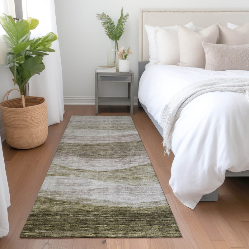 Louisa Brown Washable Indoor-Outdoor Rug - , 2'3" x 7'6"