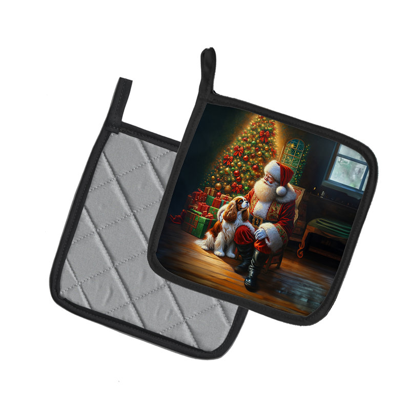 Caroline's Treasures Moments With Santa Polyester Potholder Set