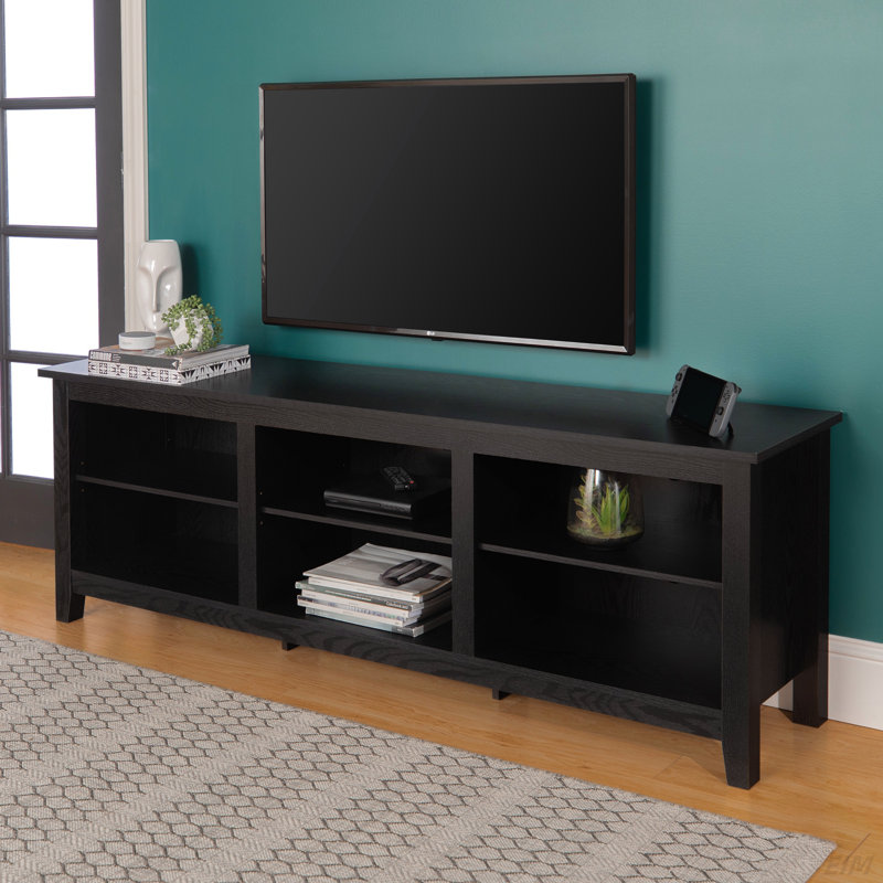 Modern Transitional 3-Shelf Open Storage 70" TV Stand For 80" Tvs, Black