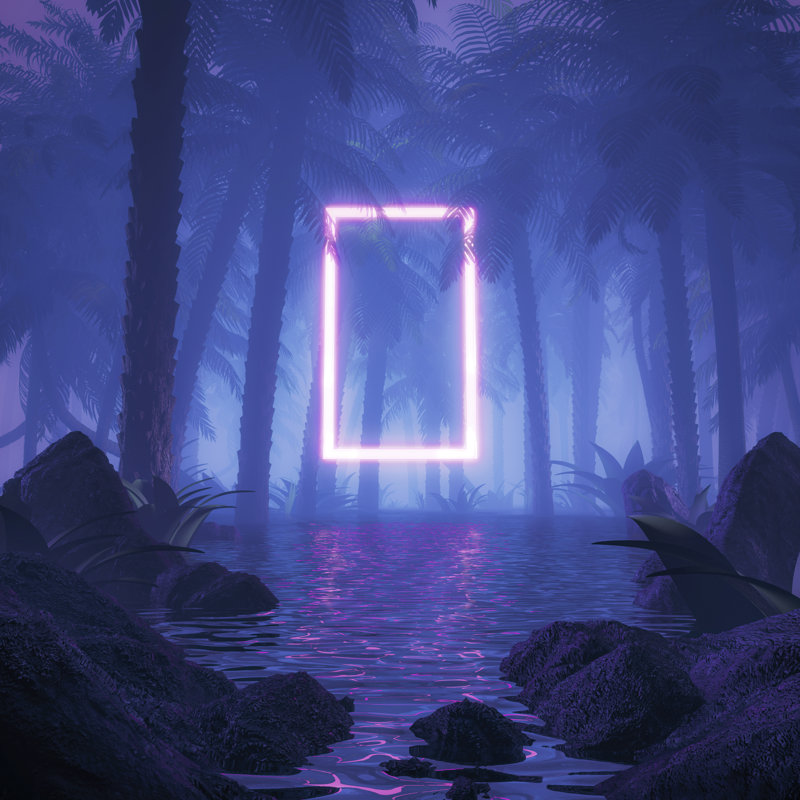 Neon Jungle - Wrapped Canvas Print, 30cm H x 30cm W x 3.8cm D