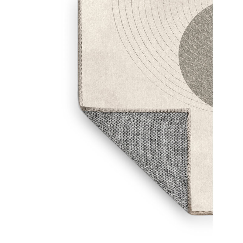 Tapis beige minimaliste lavable à la machine Abaokoro, 5 x 7