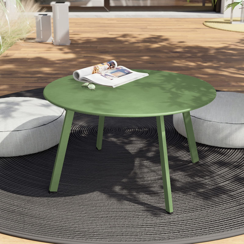 Cera 27.5 '' Outdoor Round Steel Coffee Table, Green