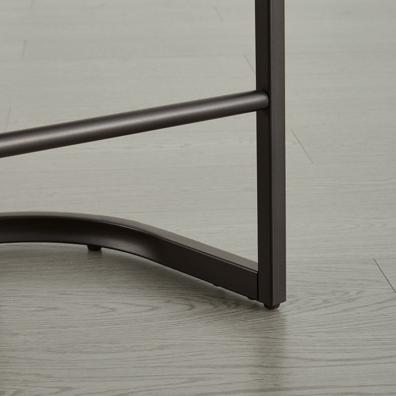 26'' Upholstered Backless Stool with Metal Frame, Beige