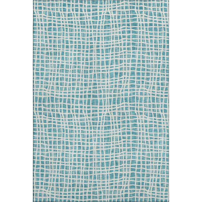 Premium Machine Washable Prisco Teal Rug, Rectangle 5' x 7'6"