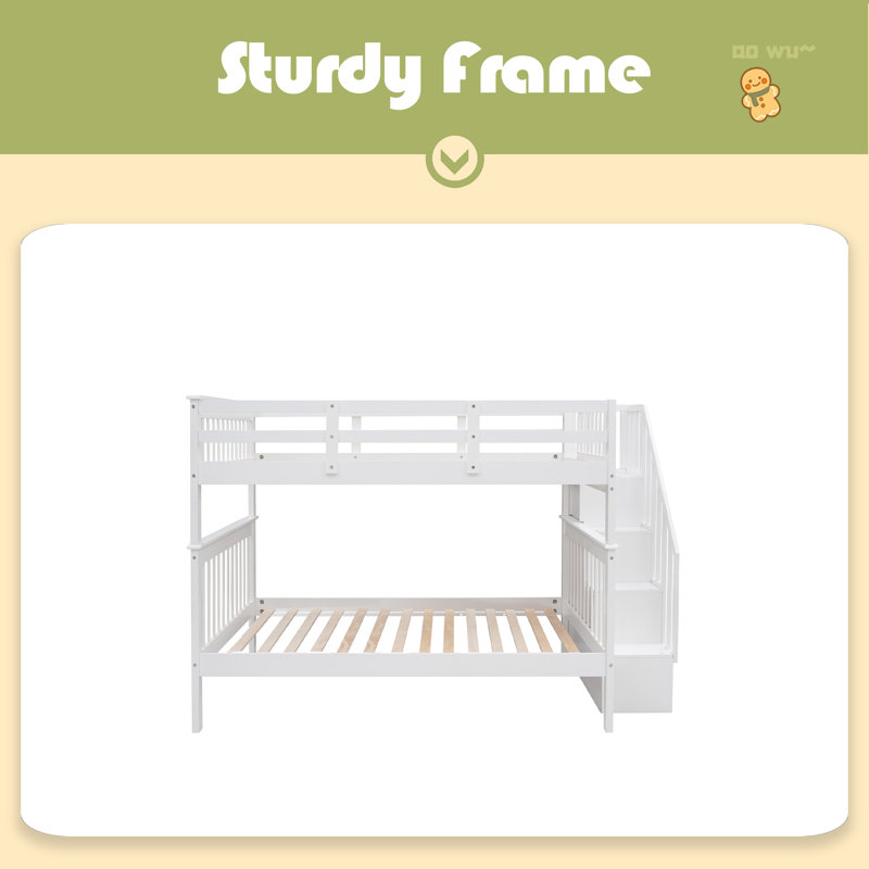Lit superposé double avec rangement Stairway, Blanc