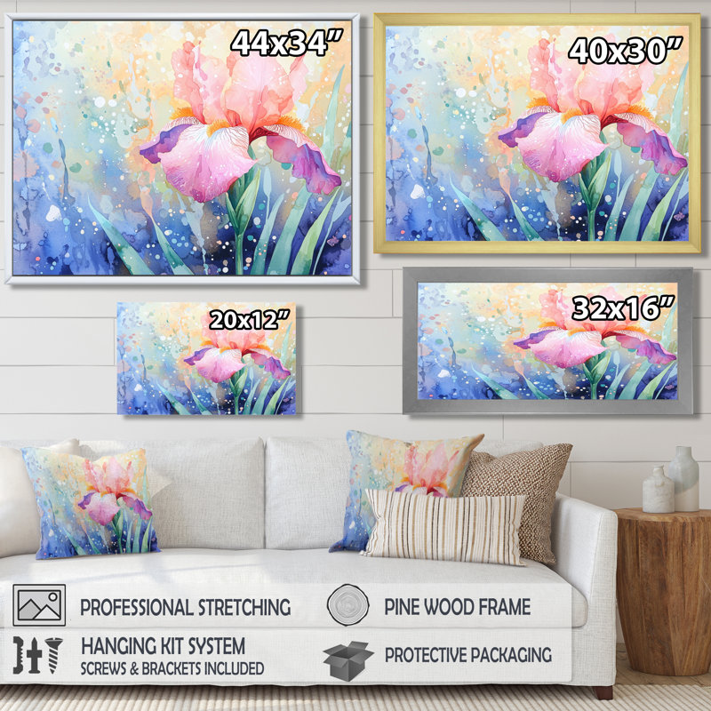 «Summer Glowing Symphony Of Iris II», reproduction d'art iris, Brun, H 12 po x l 20 po
