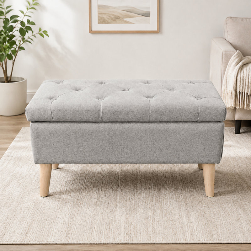 Banc de rangement avec repose-pieds avec plateau intégré, repose-pieds carré et repose-pieds rembourré