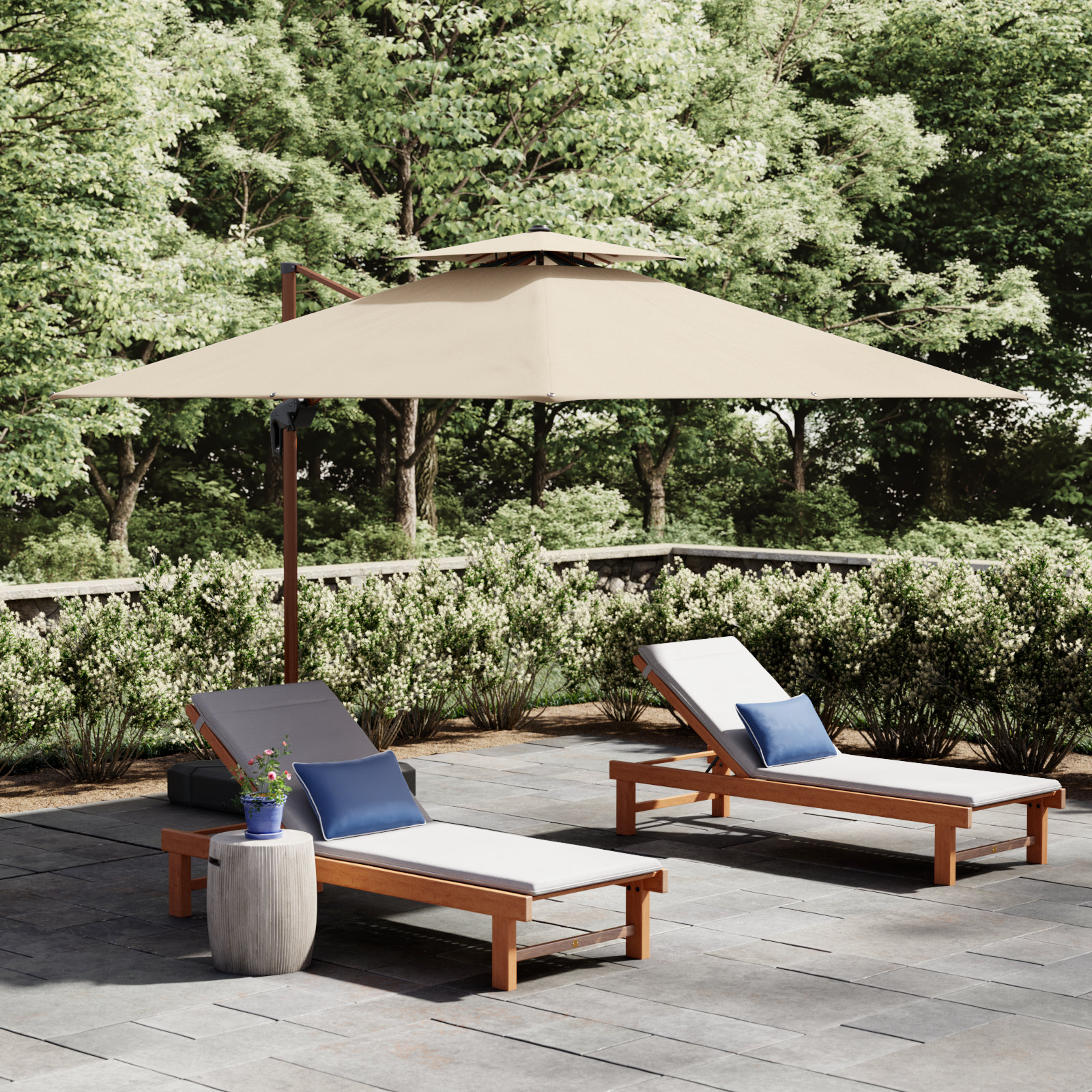 Waddell 120'' Cantilever Outdoor Umbrella, Beige