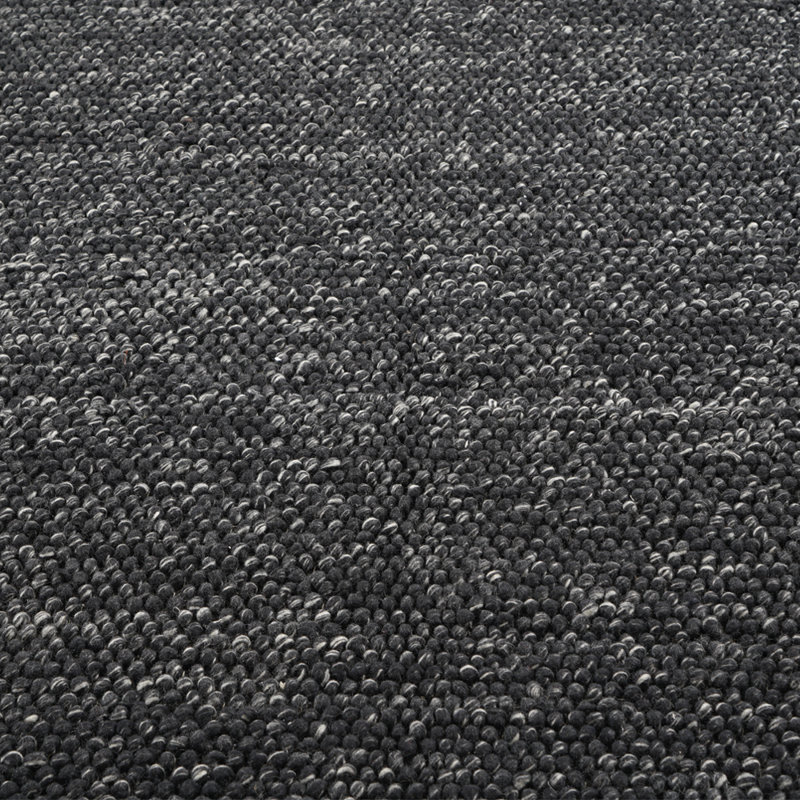 Wool Area Rug in Black, Round 9'10"