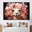 Fleur rose, couronne d'alpaga, art mural-693216683-693216598