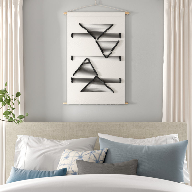 Cotton Hand Woven Abstract Wall Hanging, Ivory/Black