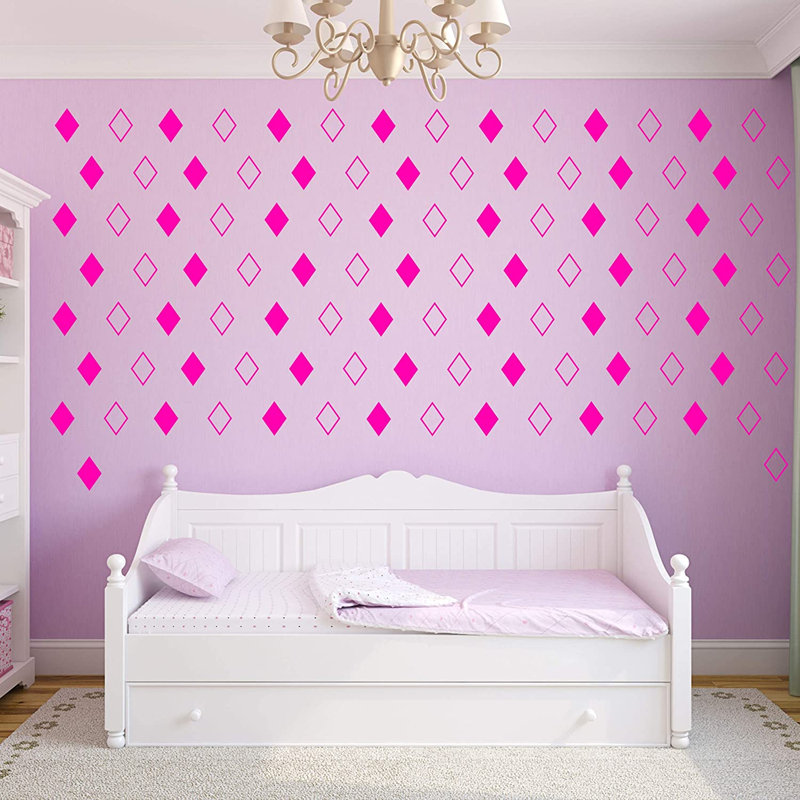 Adhésif décoratif losanges, Rose vif, H 6 po x l 3,75 po x P 0,6 po