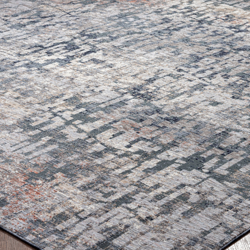 5 Abstract Area Rug in Charcoal/Gray, Rectangle 7'6" x 9'6"