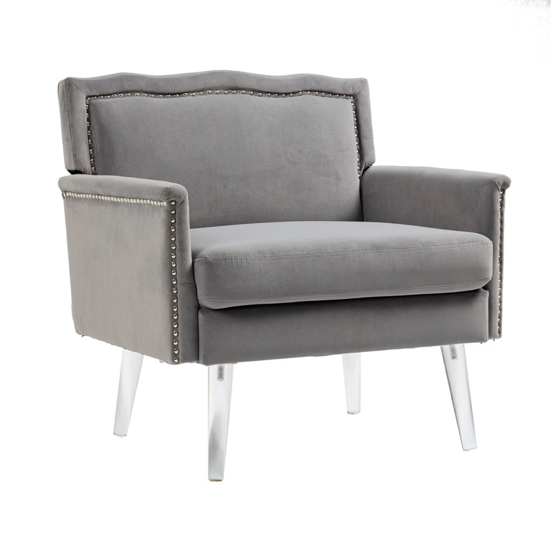 Upholstered Armchair, Gray Velvet